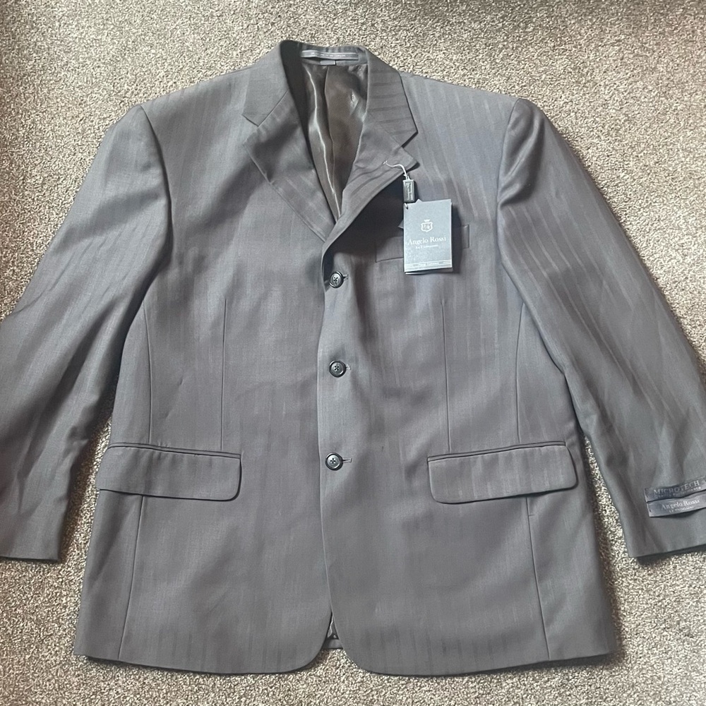 Angelo Rossi Men’s Taupe Pinstripe Blazer Sport Coat Jacket New With Tags